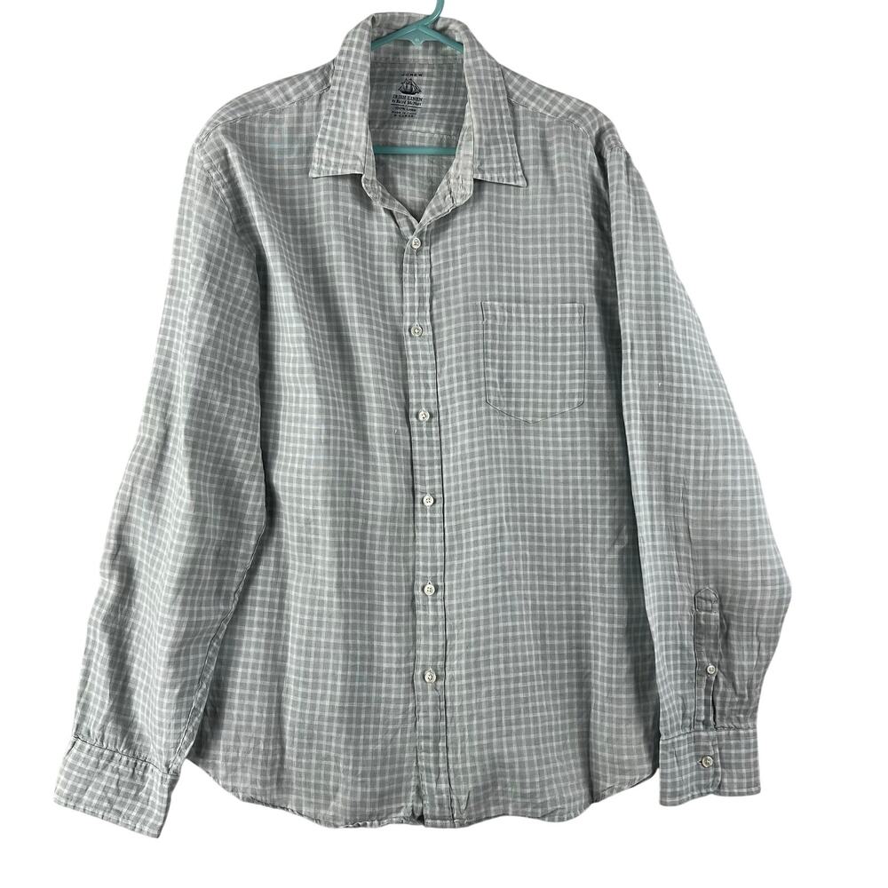 Vintage 2001 J.Crew Men's Baird McNutt Irish Linen Shirt SZ XL Gray/White